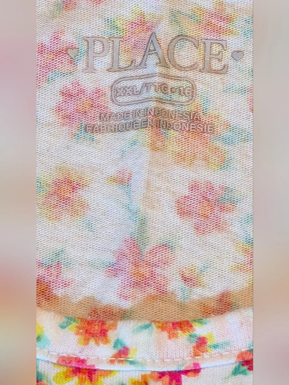 2-Piece Set, Girl Floral Print Outfit in White, Pink, Orange, Yellow